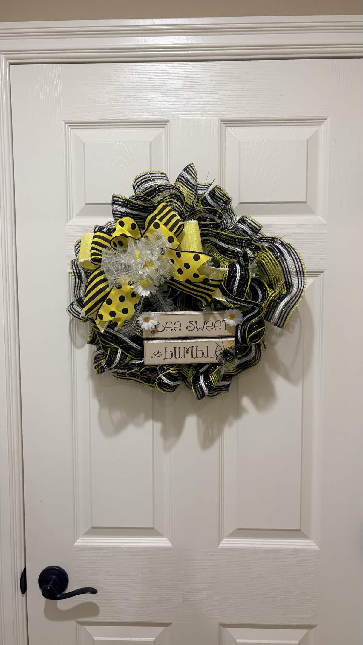 Bee Happy Stripe & Polka Dot Wreath