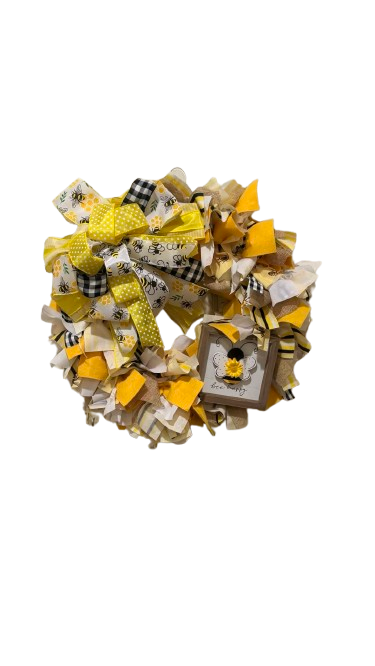 Bee Happy Stripe & Polka Dot Wreath