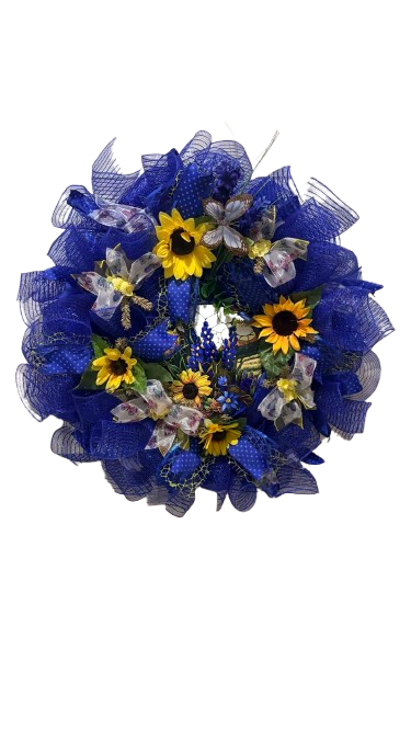 Royal Blue Sunflower Wreath