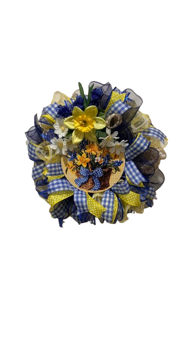 Spring Basket Blooms Wreath