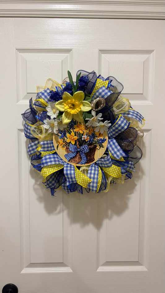 Spring Basket Blooms Wreath